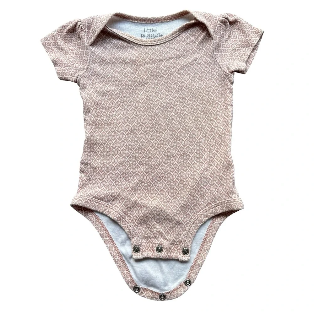 Little Planet by Carter's Beige Floral Geometric Lap Shoulders Bodysuit Size 9M